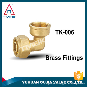 1/2"NPT union double two way folw brass fittings connector female thread elbow forged brass nature color in TMOK low price